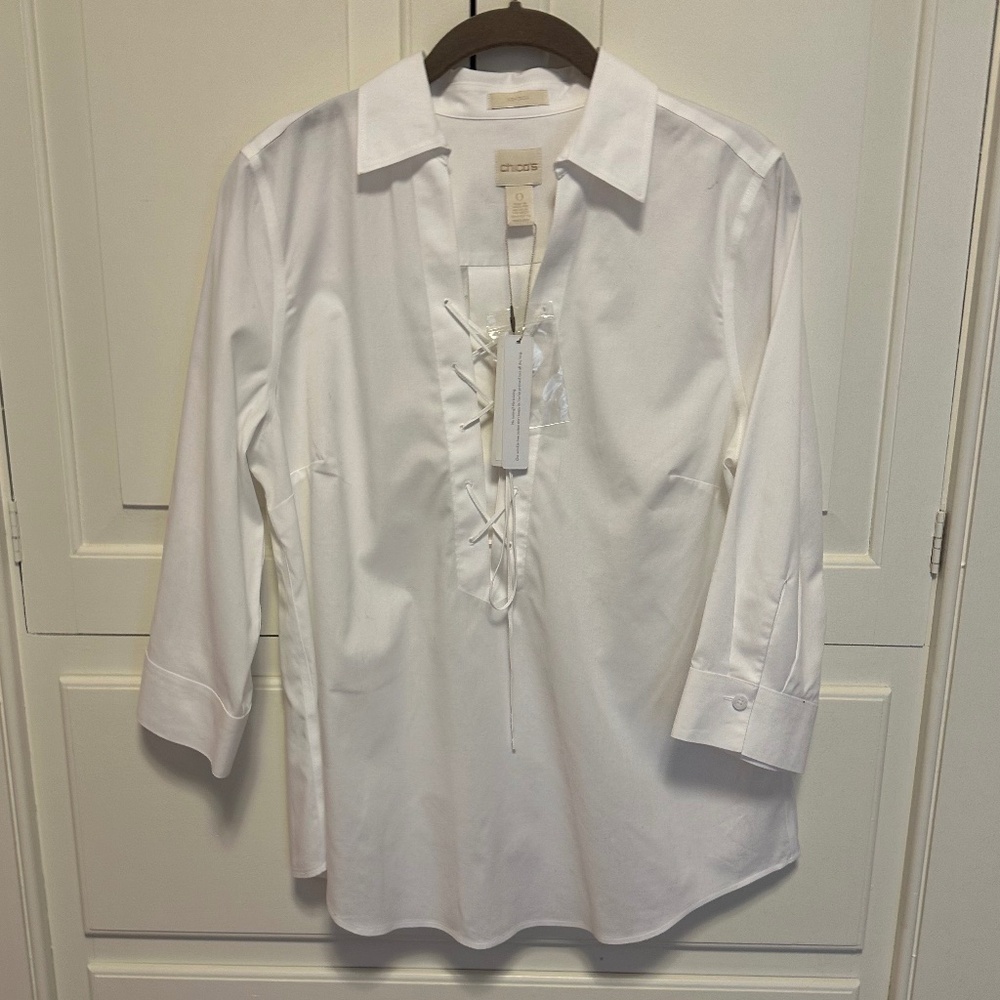 NWT Chico's No Iron White Blouse